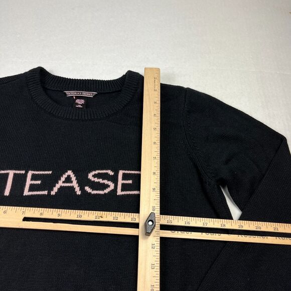 Victorias Secret Y2K Tease Graphic Print Sweater Black Lounge Comfort Pullover - Picture 8 of 10